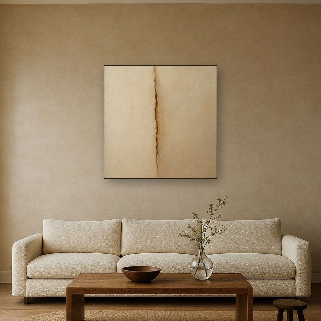 Tactile Stucco & Ochre Rift No. 9 - Modern Fine Art Oil Painting - View 2
