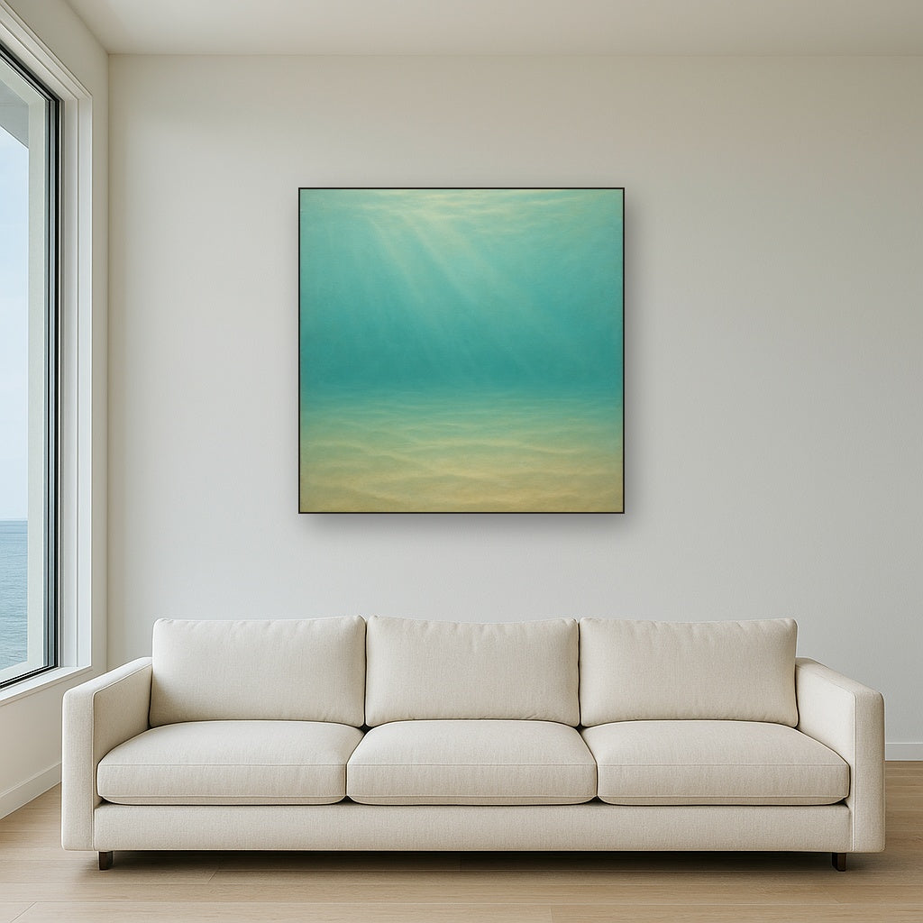 Minimalist Aquamarine Reef Void No. 10 - Modern Fine Art Oil Painting - View 2