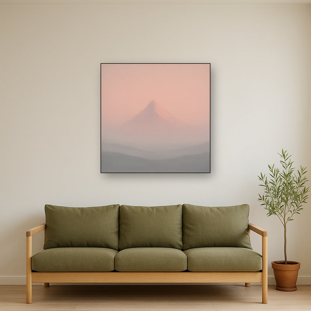 Pale Alpenglow over Distant Glacial Peak No. 18 Oil Painting - View 2