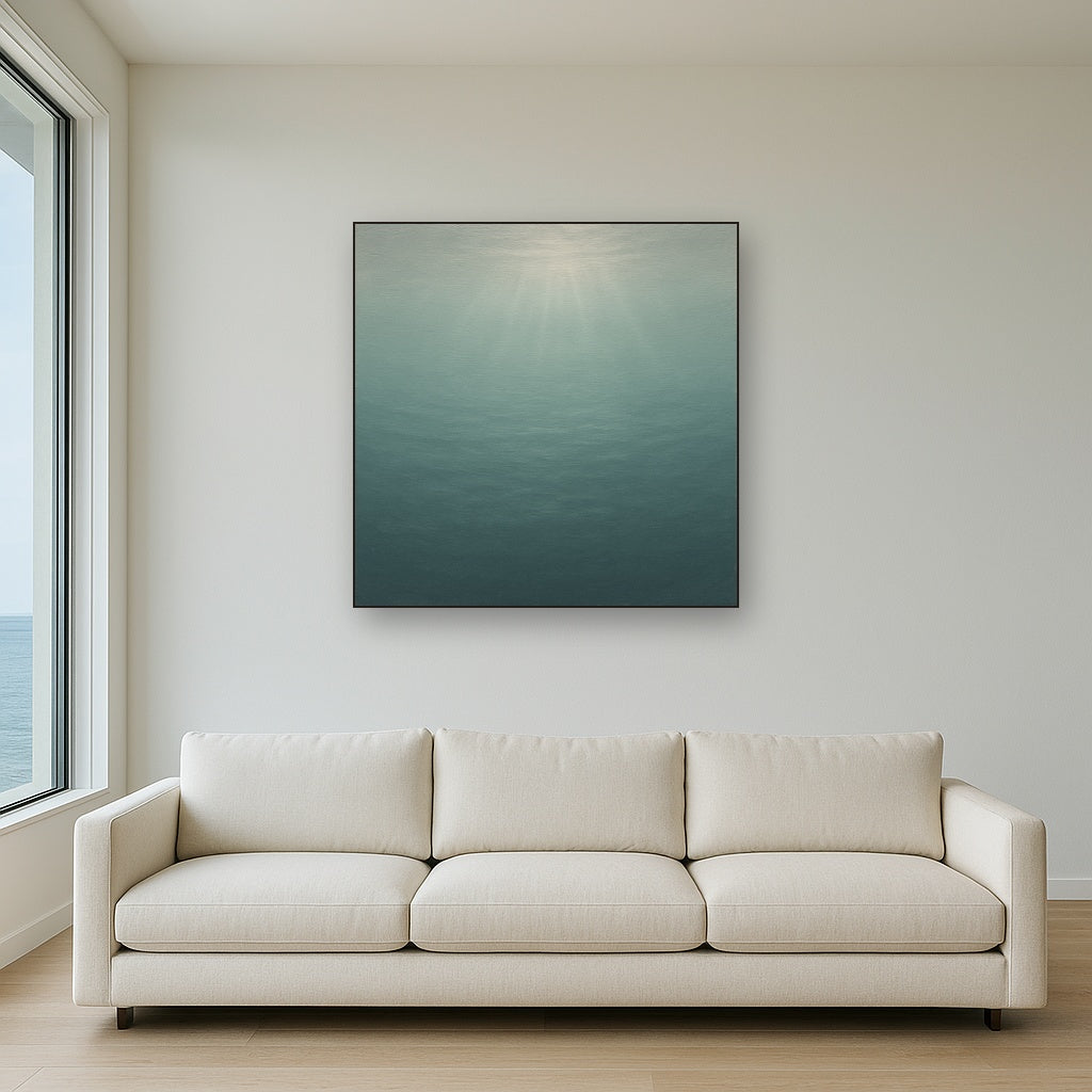 Minimalist Aquamarine Reef Void No. 10 - Modern Fine Art Oil Painting - View 2