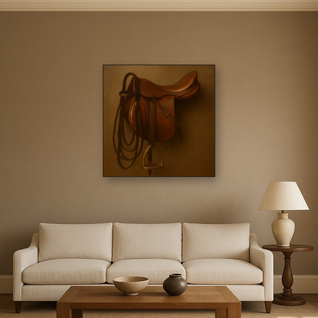 Vintage Bridle & Polished Leather Saddle No. 13 Oil Painting - View 2