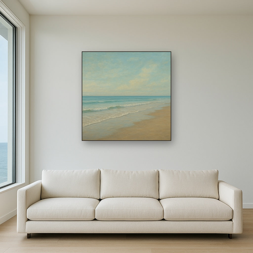 Tranquil Morning Tide over Soft Sand Beach No. 10 Fine Art Oil Painting - View 2