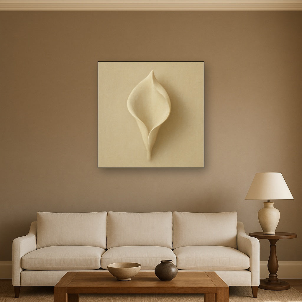 Sculpted Ivory Floral Contour No. 1 - Modern Fine Art Oil Painting - View 2