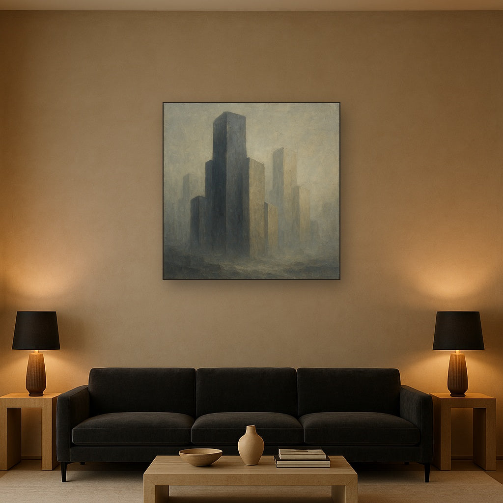 Monolithic Forms in Slate & Alabaster Oil Painting - View 2