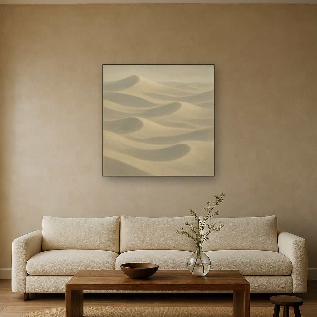 Monochrome Sand Dune Contours & Pale Slate No. 12 Oil Painting - View 2