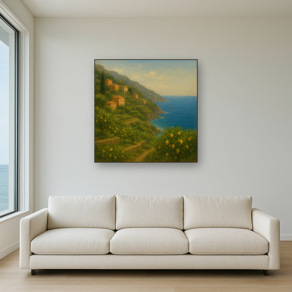 Italian Amalfi Coastline Terraces & Lemon Grove No. 6 Oil Painting - View 2