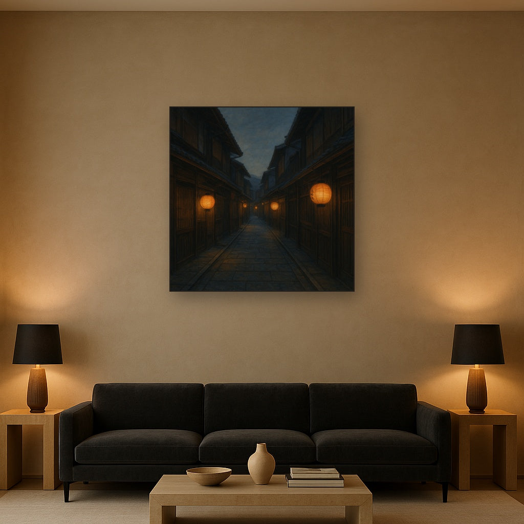 Old Kyoto Gion Alley in Soft Lantern Light No. 14 Oil Painting - View 2