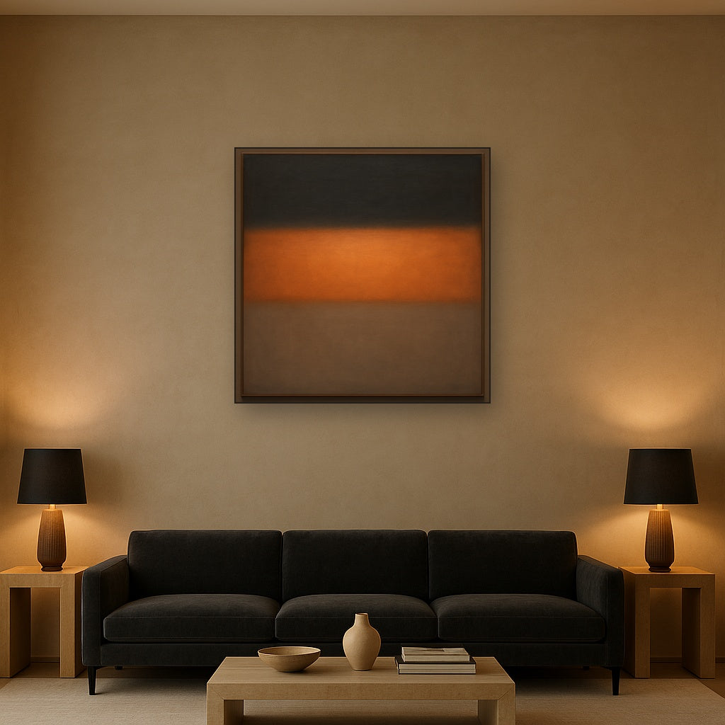 Charcoal Slate & Burnished Copper Horizon No. 30 Oil Painting - View 2