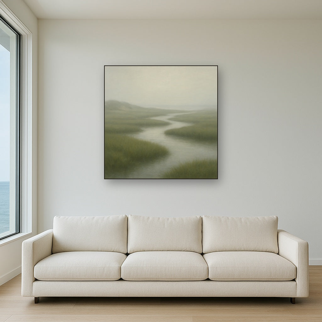 Morning Fog over Cape Cod Tidal Marsh No. 11 Oil Painting - View 2