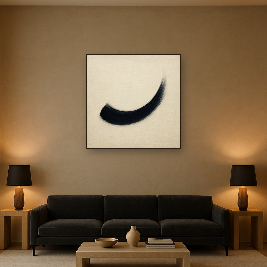 Monochrome Brushstroke Void No. 5 - Modern Fine Art Oil Painting - View 2
