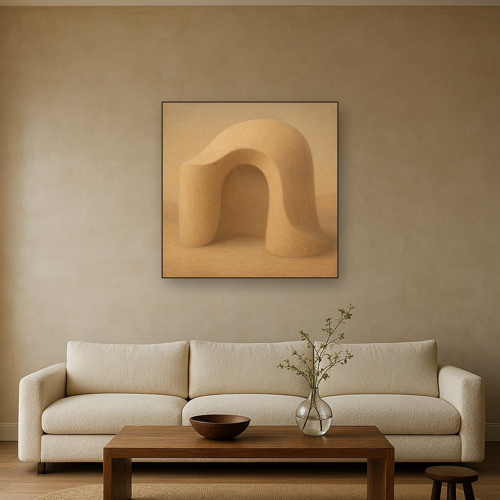 Soft Architectural Curve in Desert Bone No. 11 Oil Painting - View 2