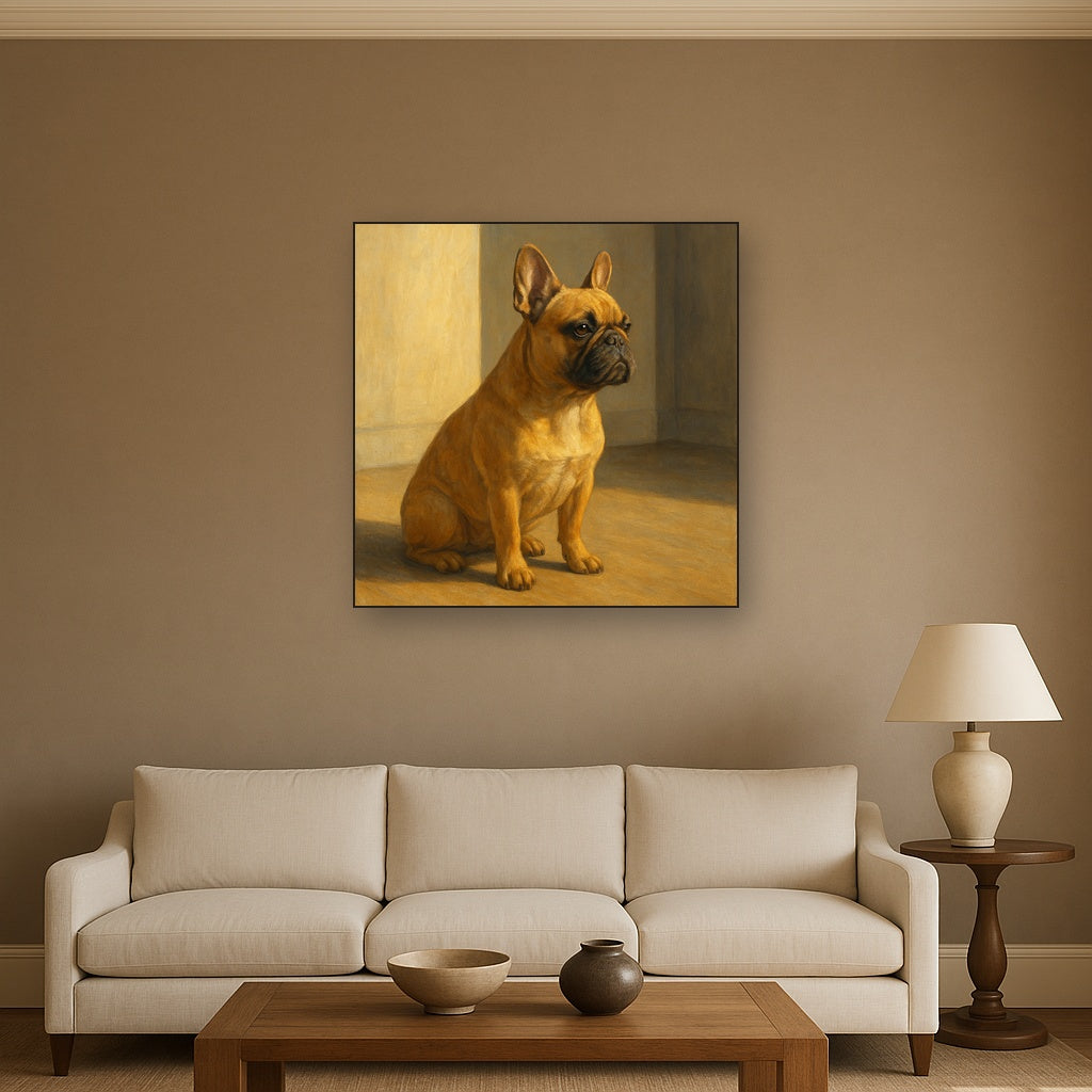 French Bulldog in Sunlit Minimalist Studio No. 12 Fine Art Oil Painting - View 2
