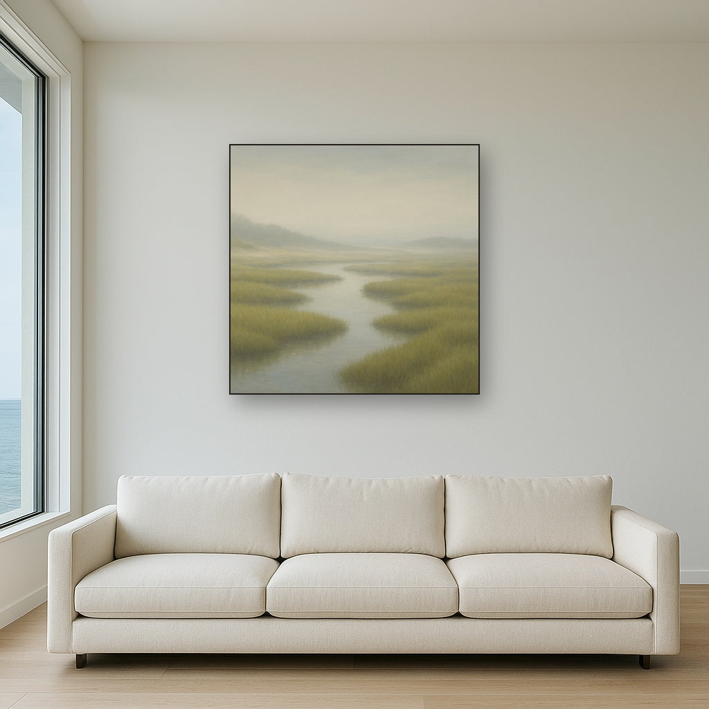 Morning Fog over Cape Cod Tidal Marsh No. 15 Oil Painting - View 2