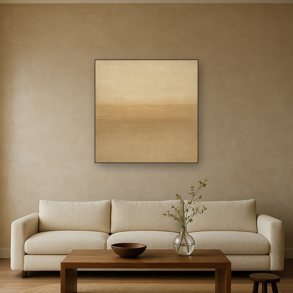 Earthy Raw Linen Texture Field No. 4 - Modern Fine Art Oil Painting - View 2