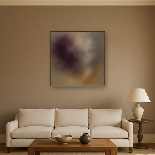 Gilded Plum & Soft Smoke Cloud Harmony No. 12 Oil Painting - View 2