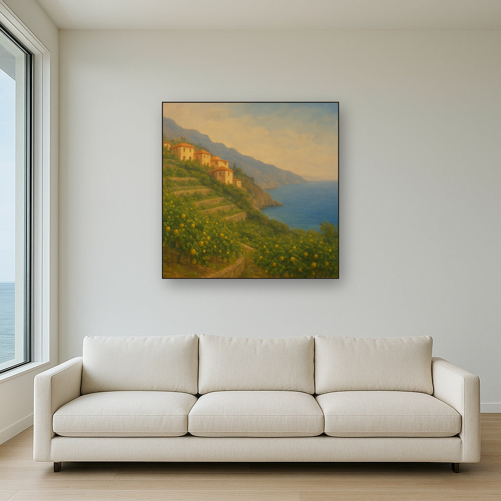 Italian Amalfi Coastline Terraces & Lemon Grove No. 2 Oil Painting - View 2