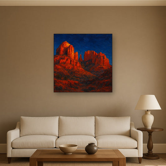 Sedona Red Rock Canyon Landscape Oil Painting - View 2