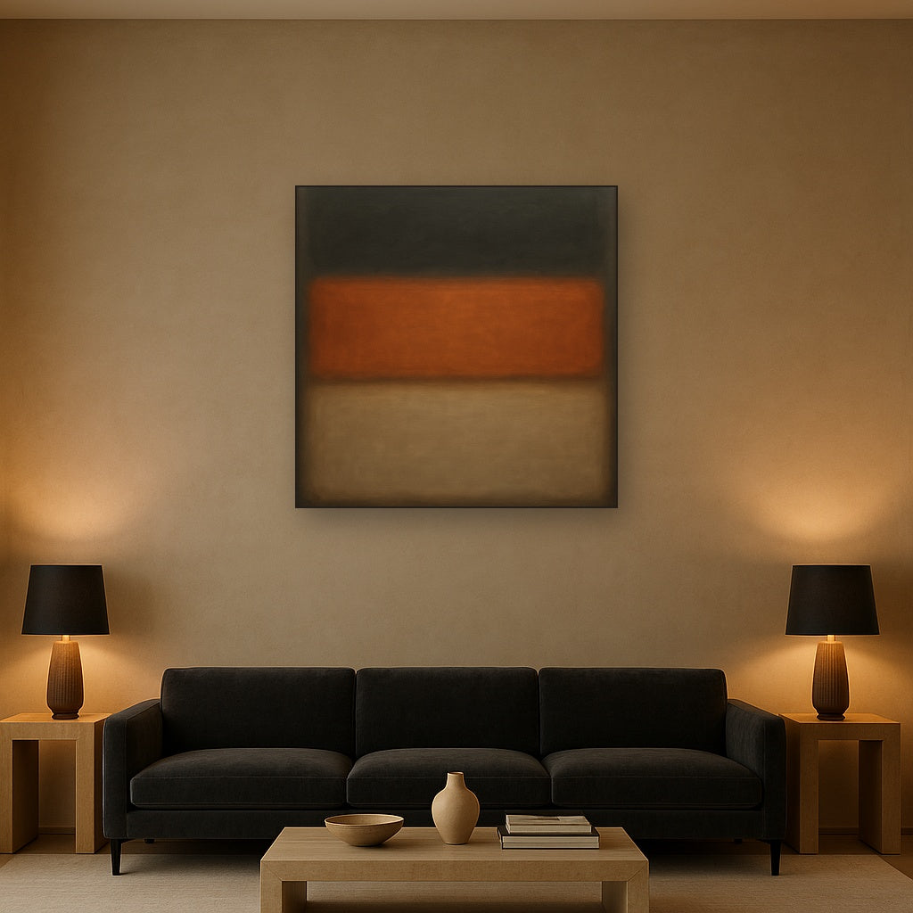 Charcoal Slate & Burnished Copper Horizon No. 20 Oil Painting - View 2
