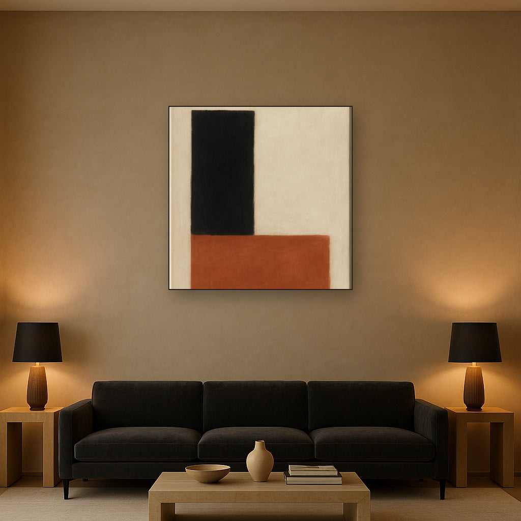 Deep Charcoal & Bone Monolith No. 1 - Modern Fine Art Oil Painting - View 2