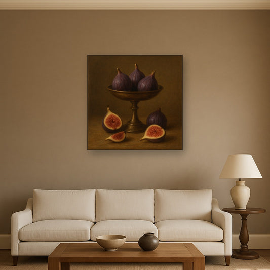 Ripe Figs & Bronze Compote Still Life Oil Painting - View 2