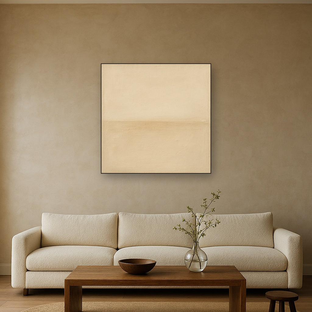 Earthy Raw Linen Texture Field No. 4 - Modern Fine Art Oil Painting - View 2