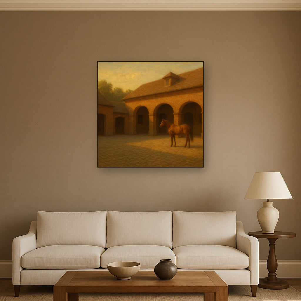 Equestrian Stable Courtyard in Late Afternoon No. 7 Oil Painting - View 2