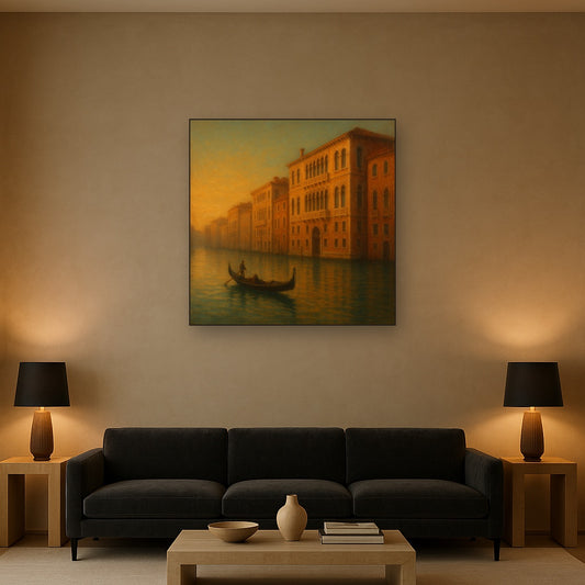 Venetian Canal Palaces at Golden Hour No. 23 Oil Painting - View 2
