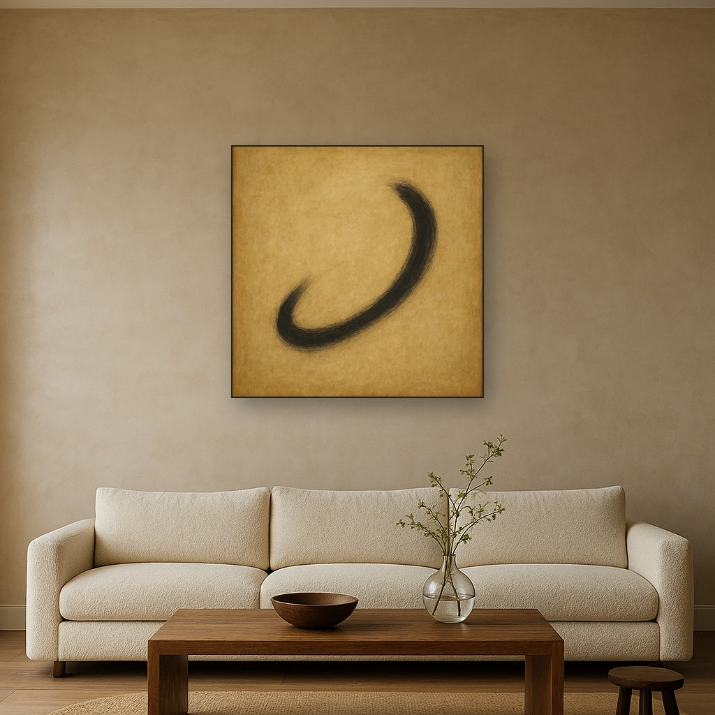 Aged Rice Paper & Charcoal Calligraphic Balance No. 29 Oil Painting - View 2