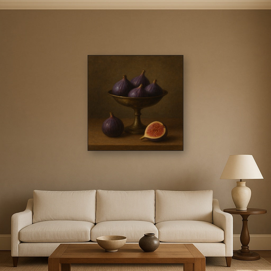 Ripe Figs & Bronze Compote Still Life No. 10 Oil Painting - View 2
