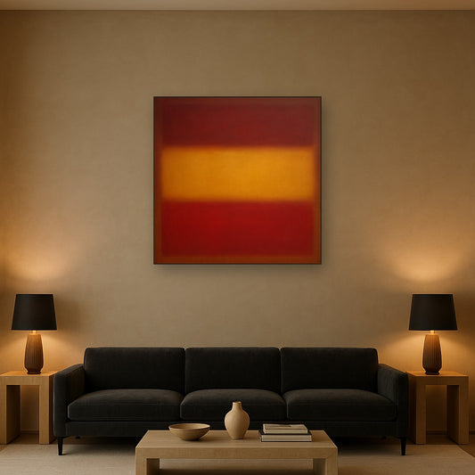Crimson Burgundy & Saffron Gold Color Vibrations No. 21 Oil Painting - View 2