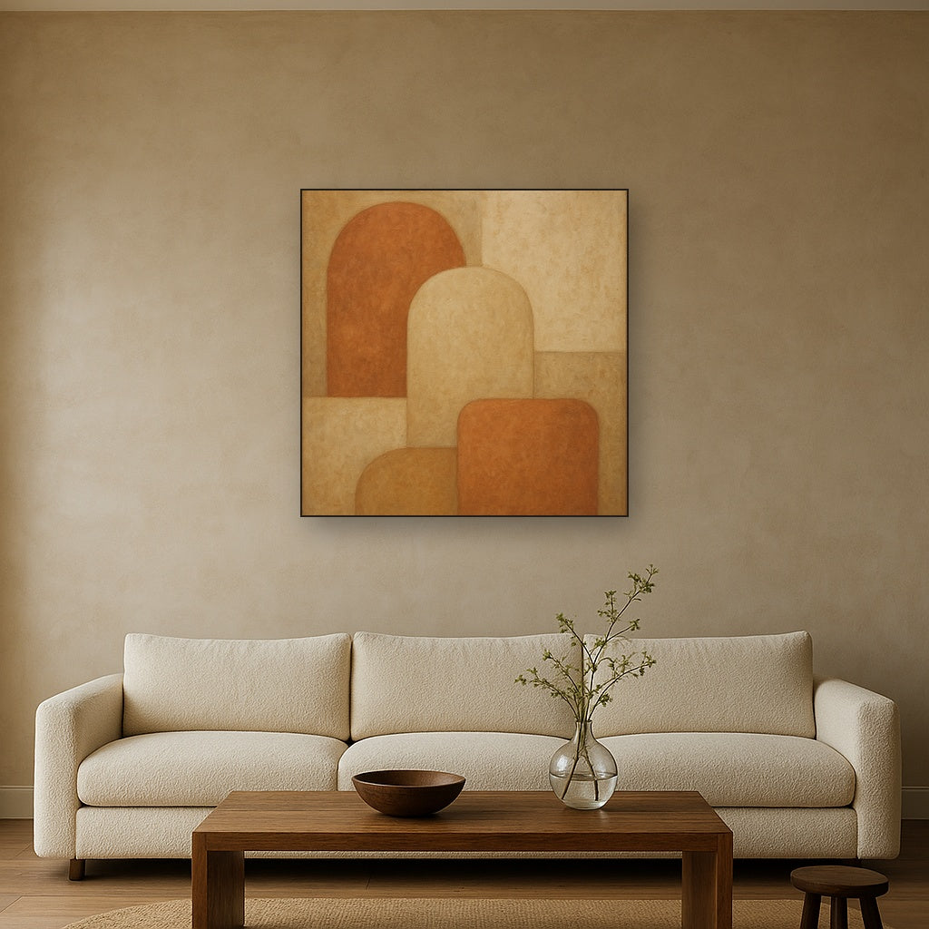 Earthy Terracotta & Weathered Plaster Wash No. 15 Oil Painting - View 2