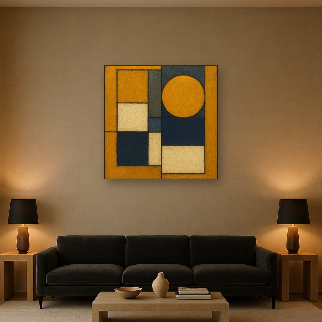 Bauhaus Geometric Balance No. 1 No. 6 Oil Painting - Styled in Modern Living Room