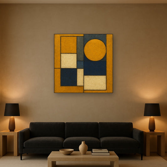 Bauhaus Geometric Balance No. 1 No. 6 Oil Painting - Styled in Modern Living Room