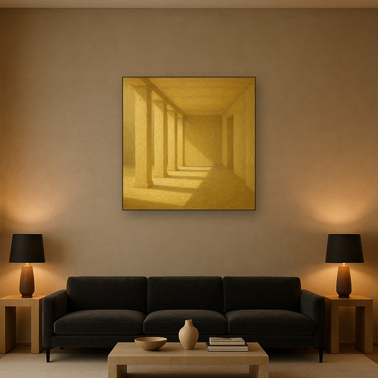 Minimalist Colonnade Light Passage No. 2 Oil Painting - Styled in Modern Living Room