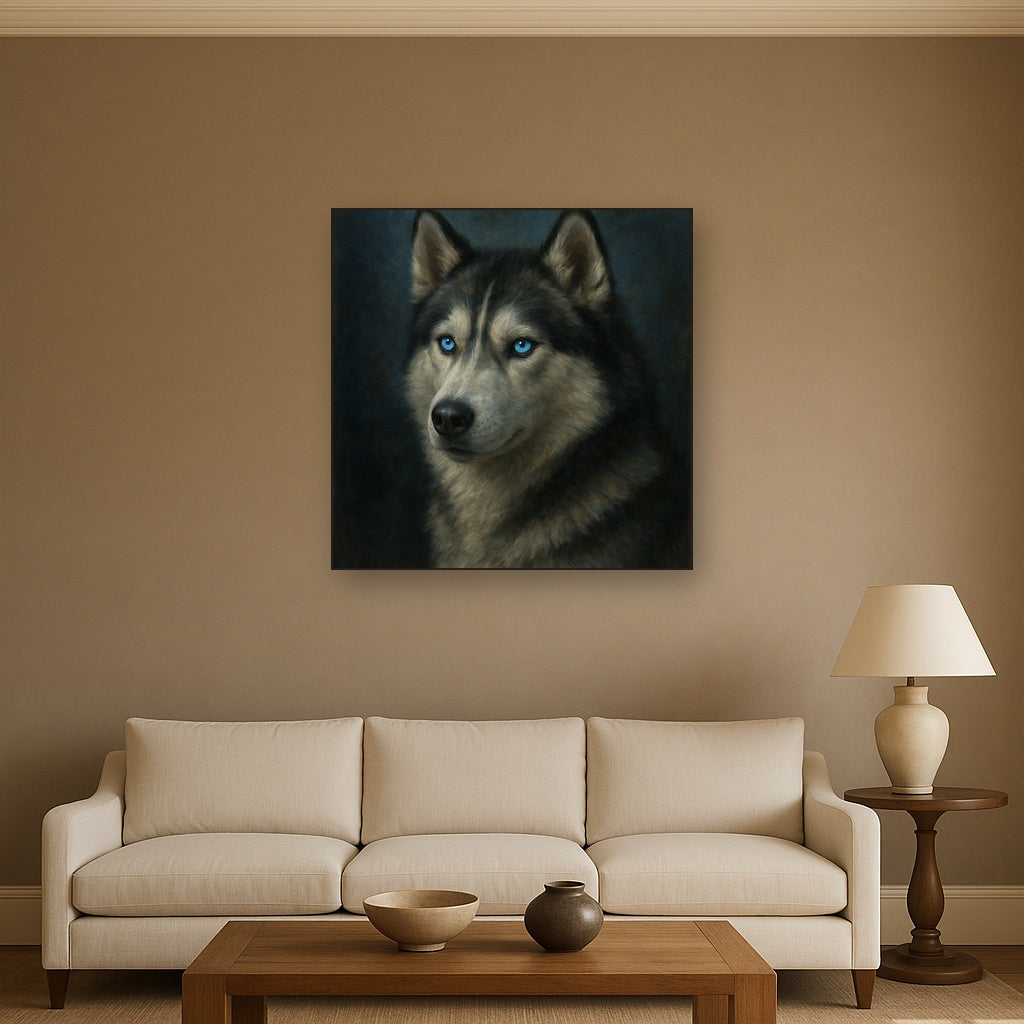 Siberian Husky with Luminous Ice Blue Eyes No. 14 Fine Art Oil Painting - View 2