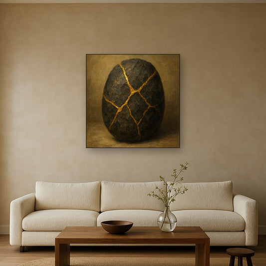 Kintsugi Gold Fracture Wabi-Sabi Oil Painting - View 2