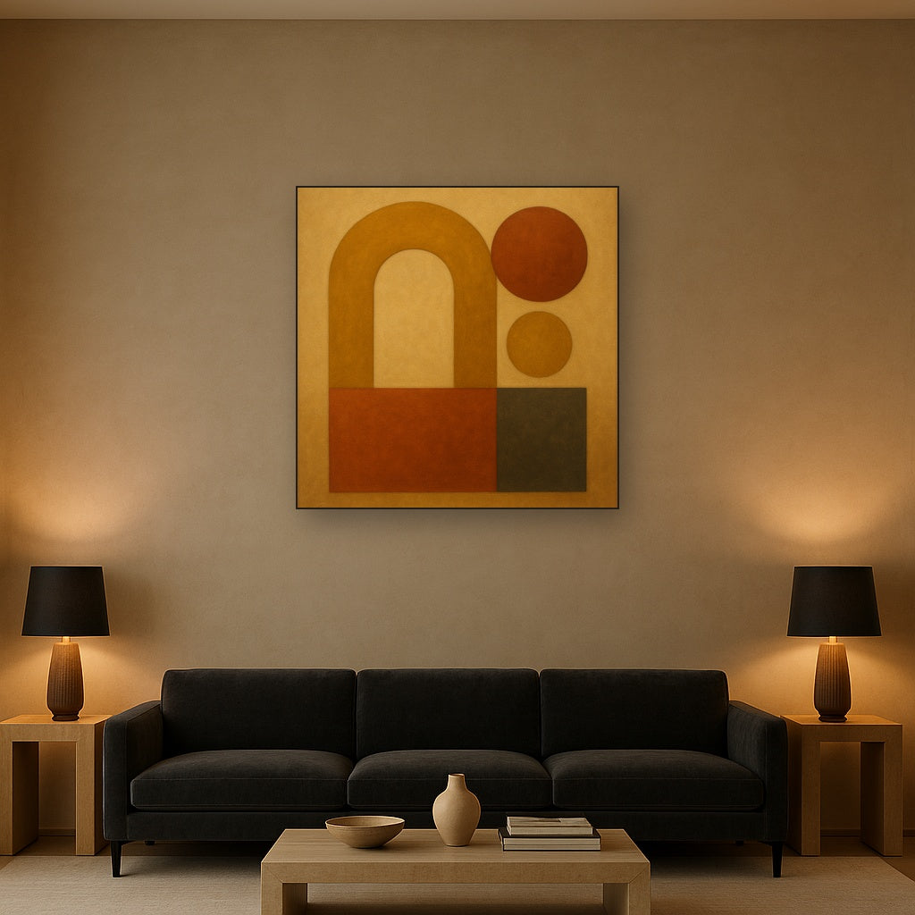 Arch & Circle Equilibrium in Warm Earth Tones No. 9 Oil Painting - View 2