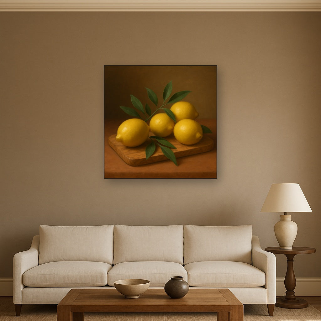 Meyer Lemons on Olive Wood Board No. 9 Oil Painting - View 2