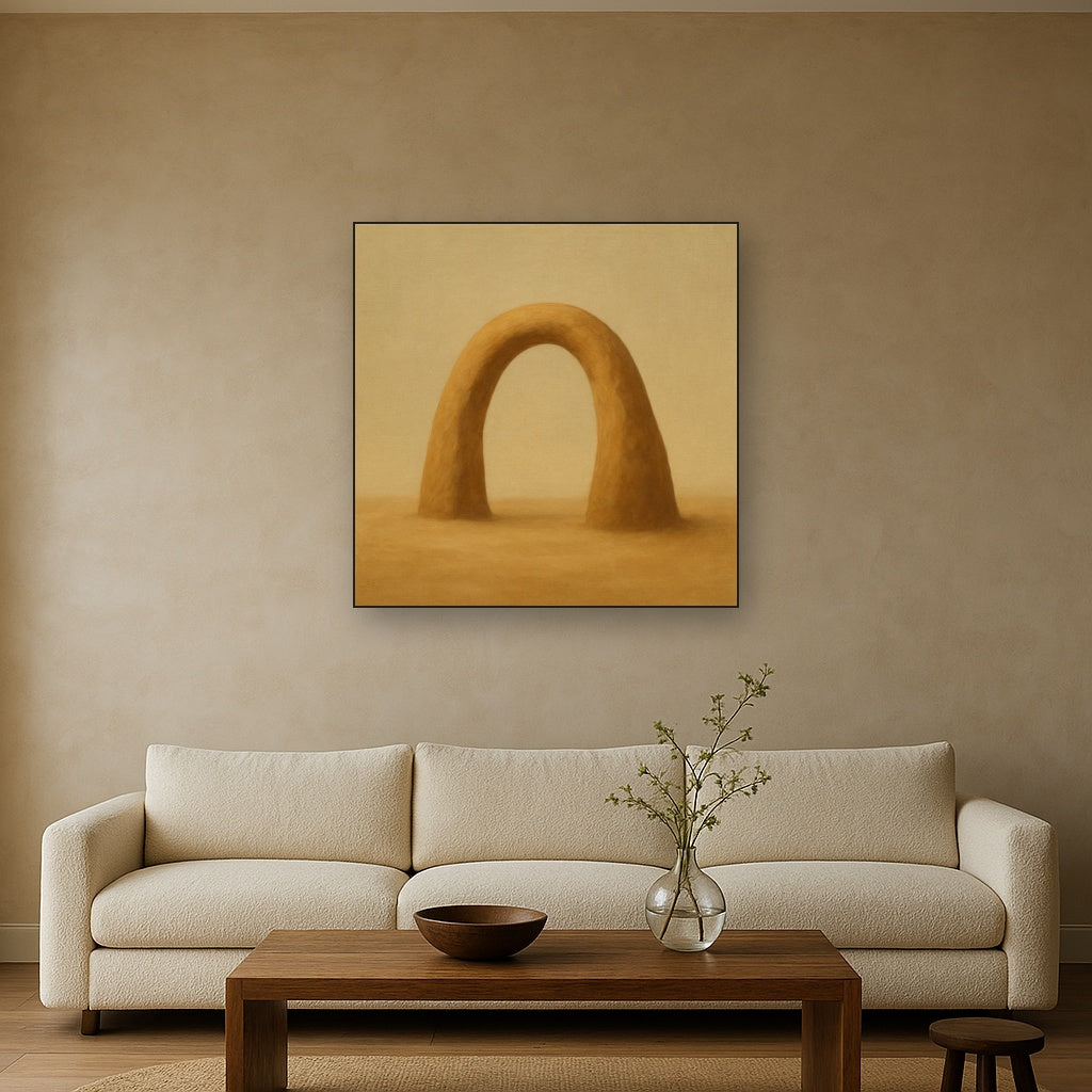 Warm Beige Travertine Arch No. 1 - Modern Fine Art Oil Painting - View 2