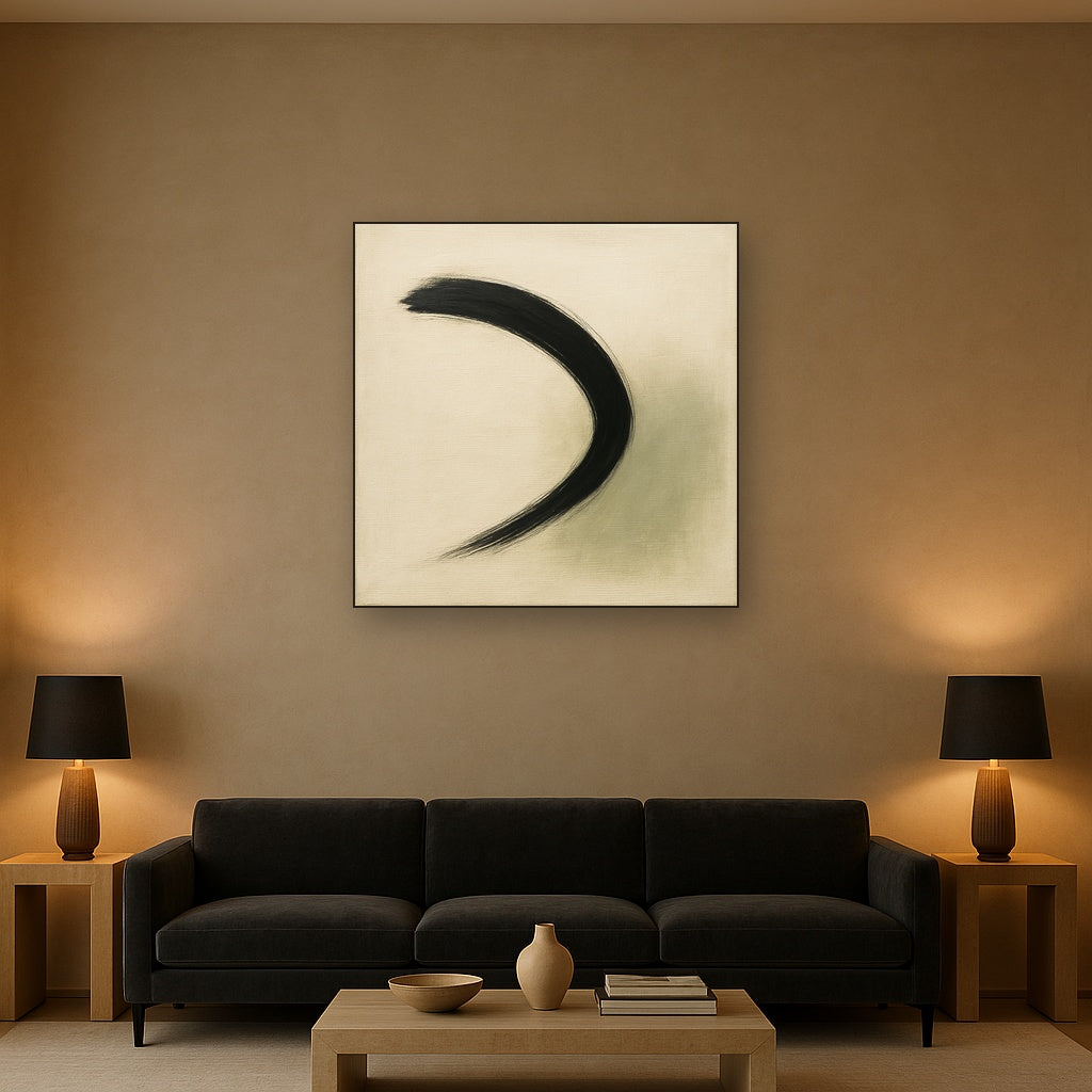 Monochrome Brushstroke Void No. 5 - Modern Fine Art Oil Painting - View 2