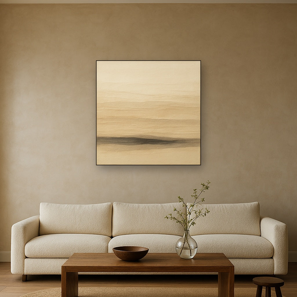 Raw Limestone Horizon & Washed Linen No. 12 Oil Painting - View 2