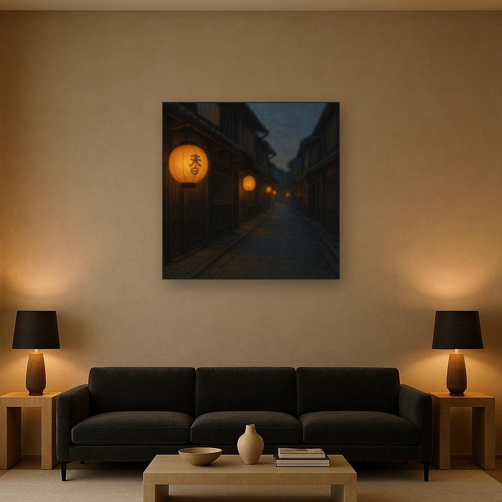 Old Kyoto Gion Alley in Soft Lantern Light No. 15 Oil Painting - View 2
