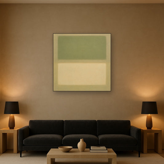 Sage Olive & Pale Sandstone Minimalist Harmony No. 5 Oil Painting - View 2