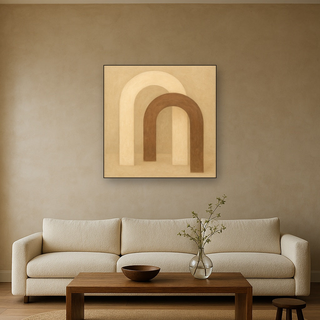 Minimalist Japandi Archways No. 10 - Modern Fine Art Oil Painting - View 2