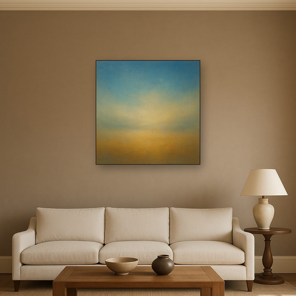 Celestial Azure & Warm Ochre Equilibrium No. 10 Oil Painting - View 2