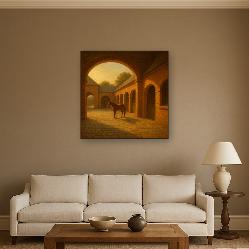Equestrian Stable Courtyard in Late Afternoon No. 11 Oil Painting - View 2