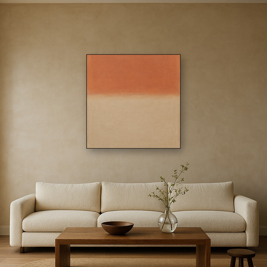Terracotta & Greige Earth Bands No. 6 - Modern Fine Art Oil Painting - View 2