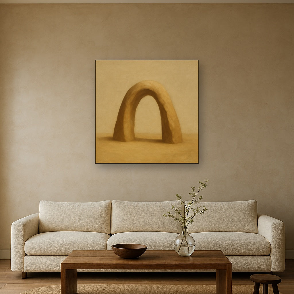 Warm Beige Travertine Arch No. 1 - Modern Fine Art Oil Painting - View 2
