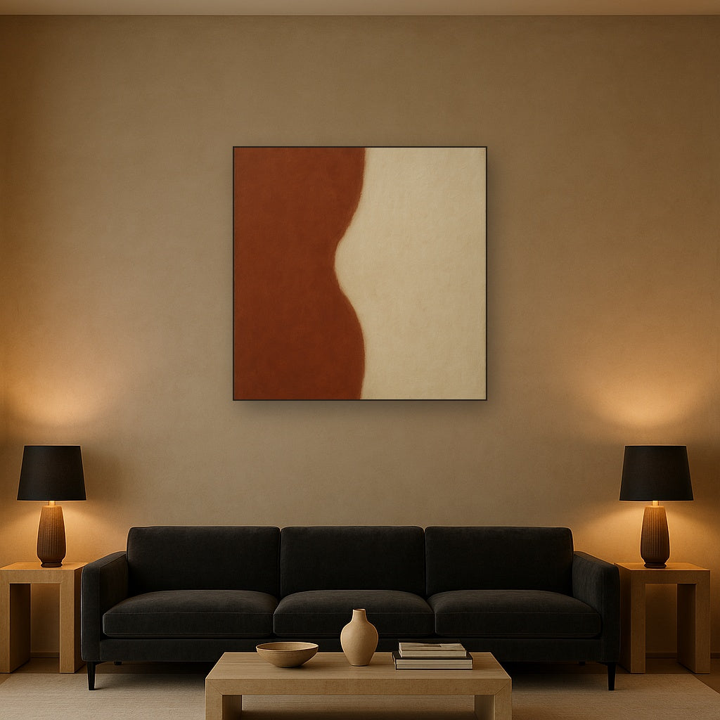 Burnt Umber & Greige Duet No. 7 - Modern Fine Art Oil Painting - View 2