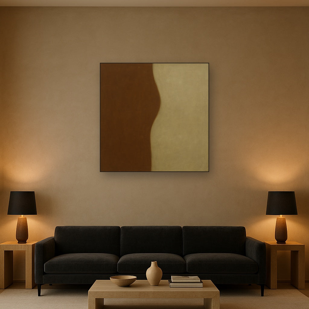 Burnt Umber & Greige Duet No. 7 - Modern Fine Art Oil Painting - View 2